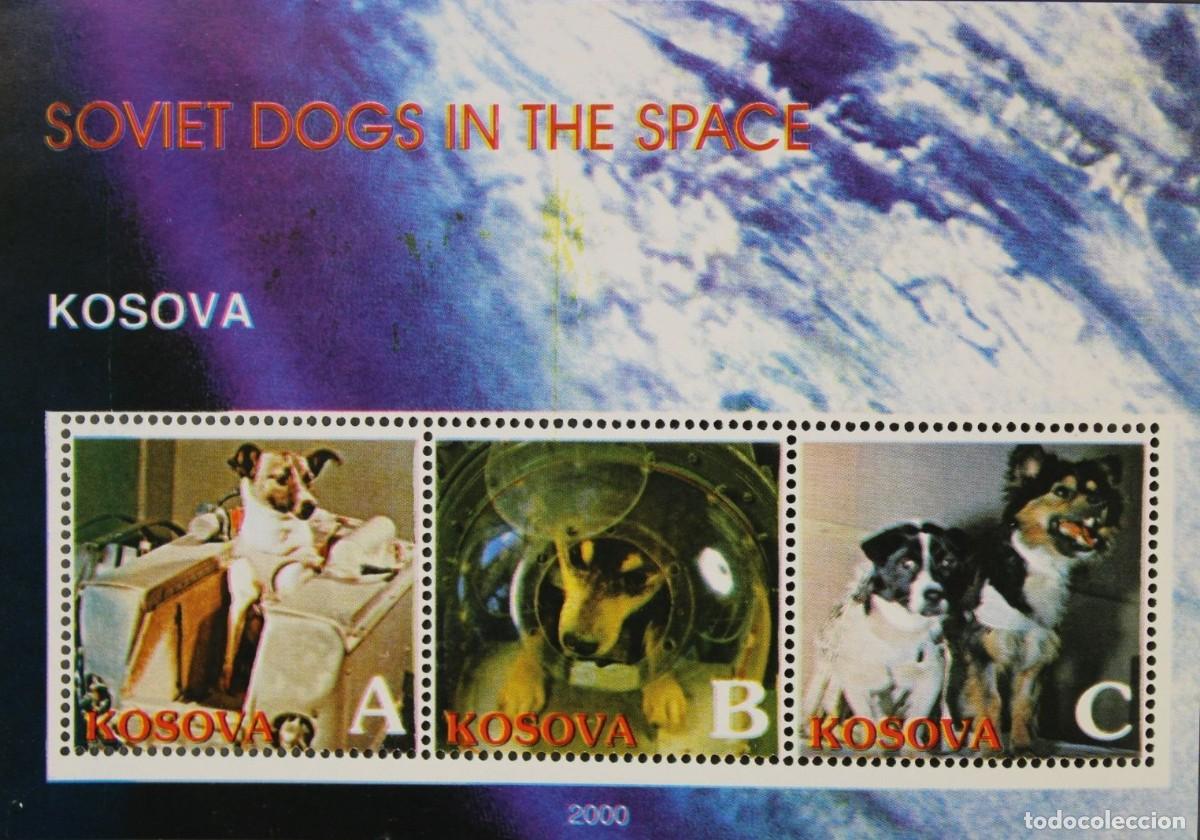 Sellos: KOSOVO 2000 SHEET MNH LAIKA BELKA Y STRELKA ESPACIO ESPACE SPACE DOGS CHIENS PERROS HUNDEN CANI CAES