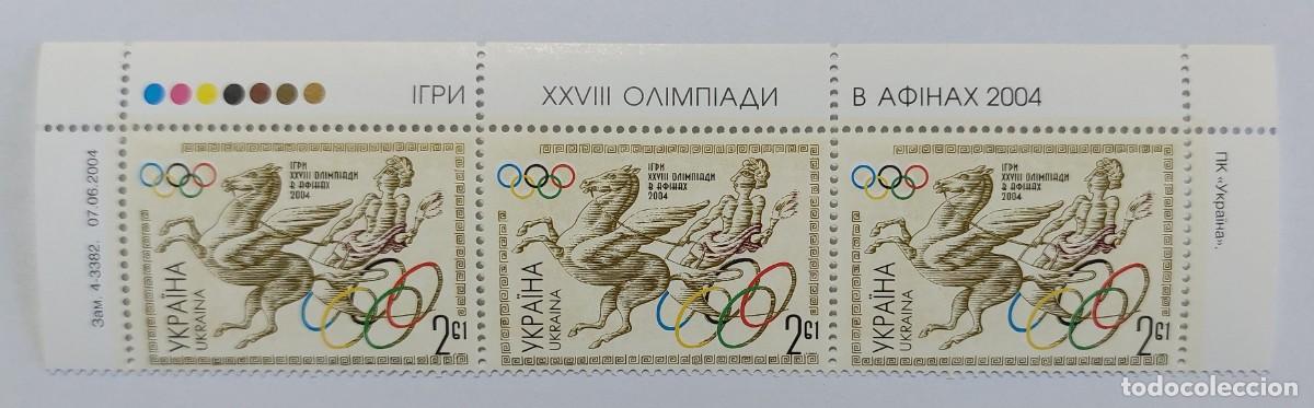 Sellos: Ucrania 2004 Juegos Ol&iacute;mpicos de Verano de 2004 en Atenas, una cuadriga (carro antiguo)** MNH