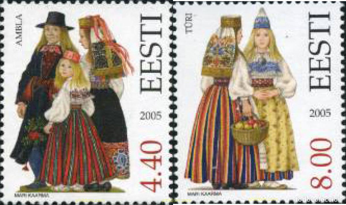 Sellos: 186843 MNH ESTONIA 2005 TRAJES TIPICOS