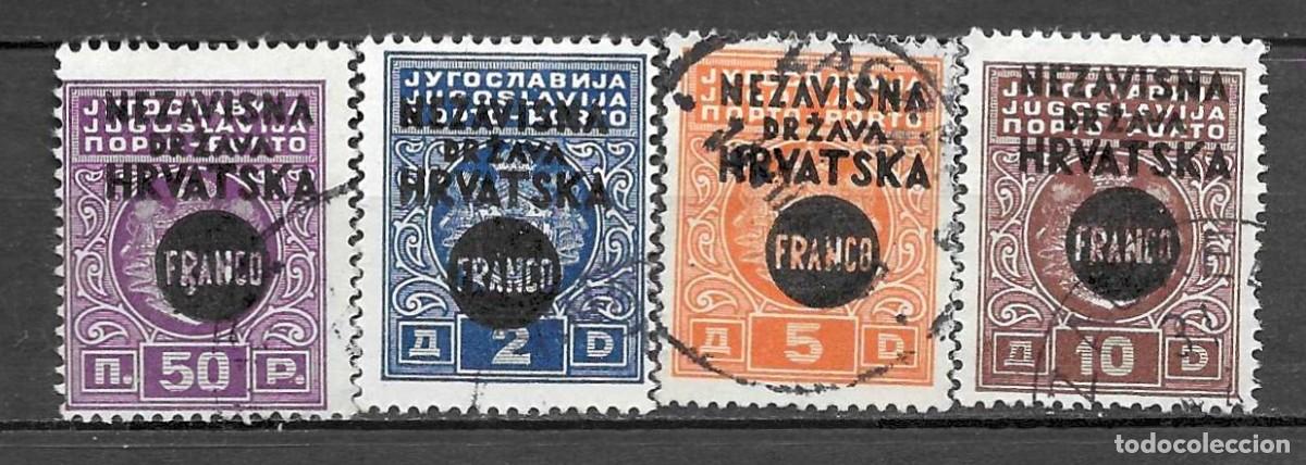 Sellos: CROACIA 1941- USADOS- SELLOS DE TASA DE YAGOSLAVIA SOBRE EN NEGRO- SERIE COMPLETA