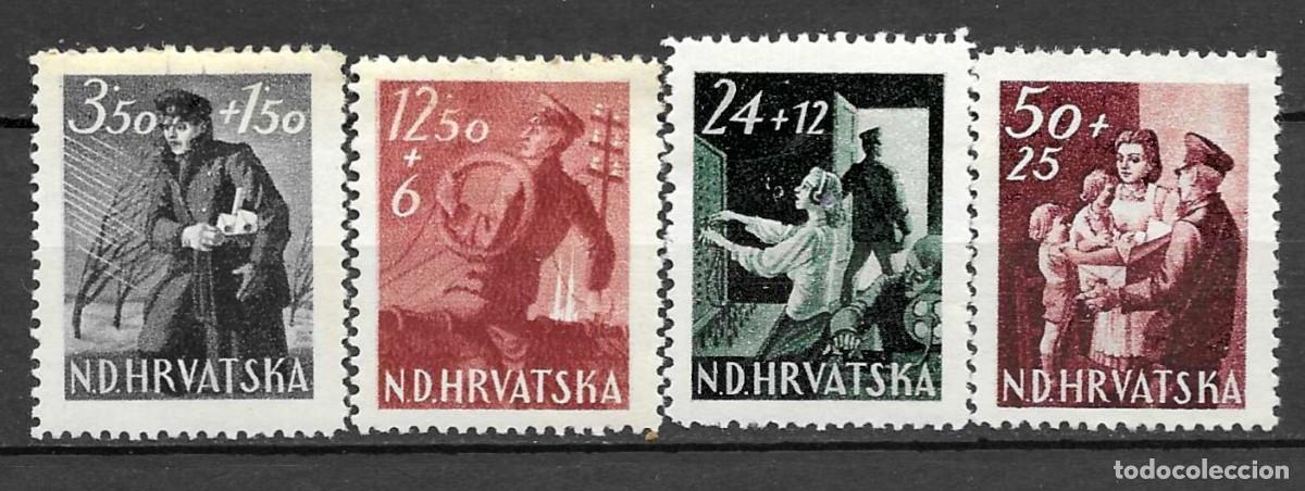 Sellos: CROACIA 1945 *- PRO- EMPLOEADOS DE LOS SERVICIOS POSTALES- SERIE COMPLETA