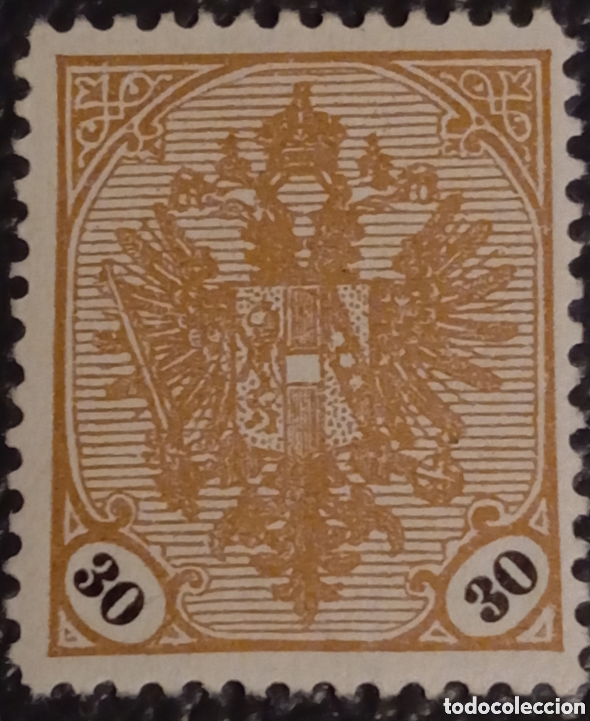 Sellos: Sello Bosnia 1903 Escudo N&uacute;meros Negros 30 Heller MNH Mi:25x / Sn:26 Nuevo