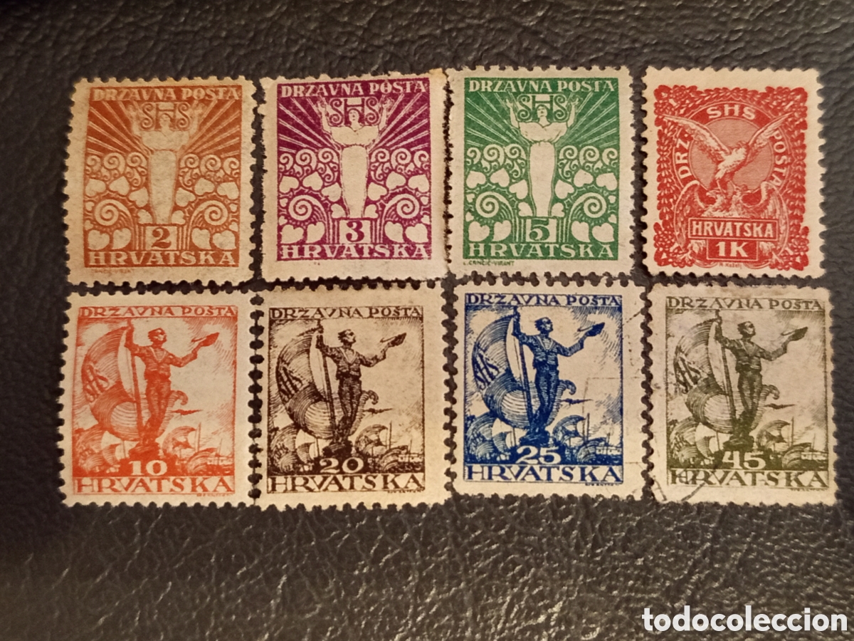 Sellos: Croacia SHS 1919 - Lote 8 Valores Serie Definitiva - Michel 66/73 Ex MH-CTO
