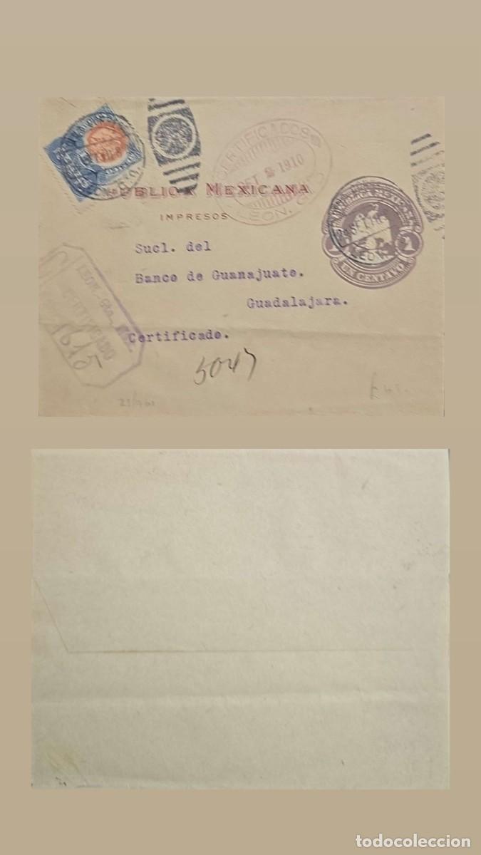Sellos: KV)1910 MEXICO REGISTERED COVER SENT DOMESTICALLY ADDRESSED TO THE BRANCH OF BANCO DE GUANAJUATO IN