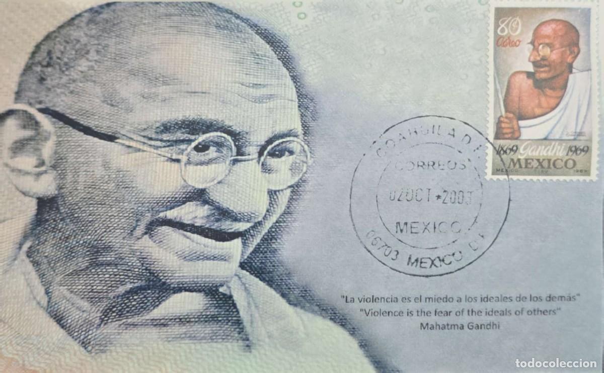 Sellos: KV) 2003 MEXICO, COMMEMORATIVE COVER HONORING MAHATMA GANDHI WITH CORREOS DE MEXICO CANCELLATION, CI