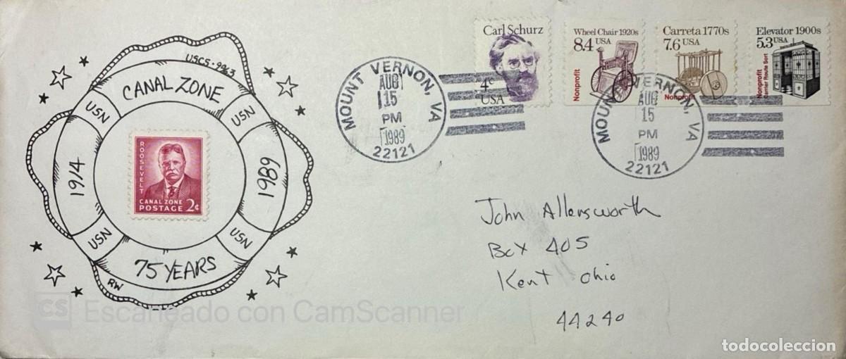 Sellos: KV)1989 UNITED STATES, COMMEMORATIVE COVER FOR THE 75TH ANNIVERSARY OF THE CANAL ZONE SENT FROM MOUN