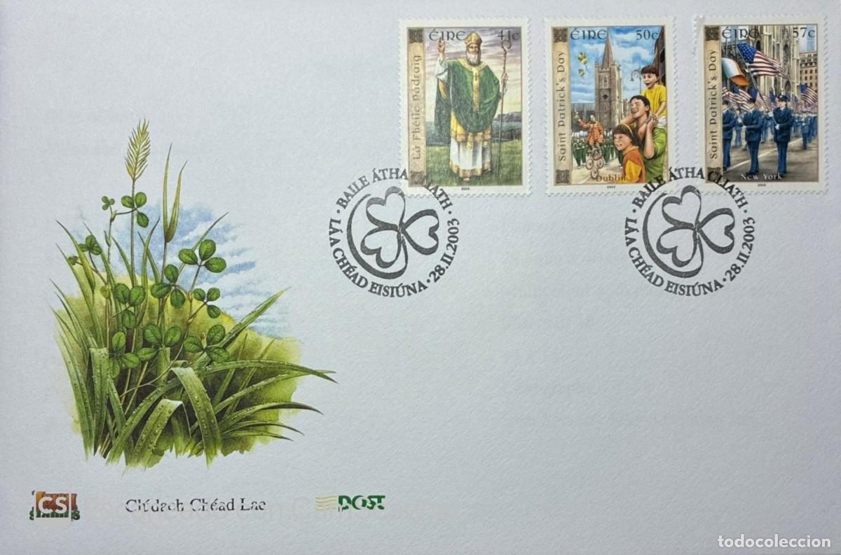 Sellos: KV)2003 IRELAND, SAINT PATRICK&rsquo;S DAY COMMEMORATIVE COVER SENT FROM BAILE &Aacute;THA CLIATH, &Eacute;IRE AND FRANK