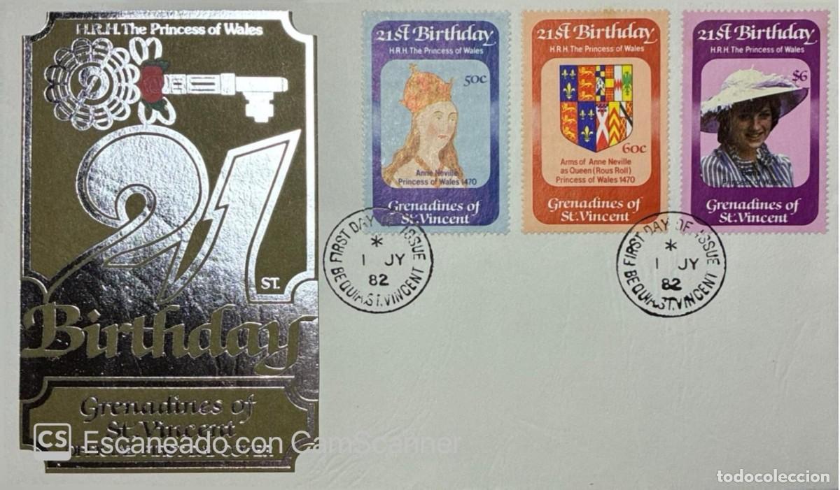 Sellos: KV)1982 GRENADINES OF ST. VINCENT, COMMEMORATIVE COVER FOR THE 21ST BIRTHDAY OF H.R.H. THE PRINCESS