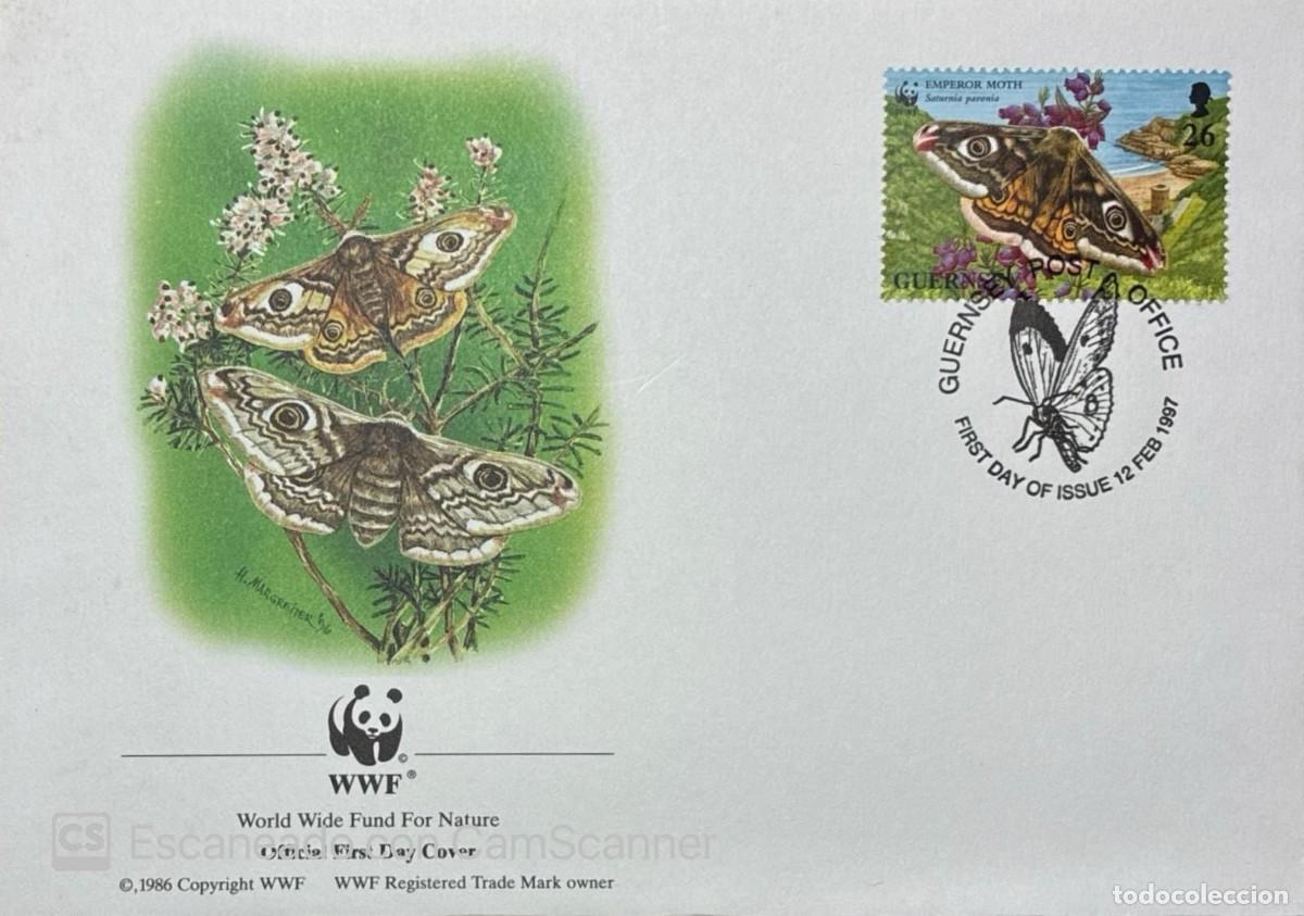 Sellos: KV) 1997 GUERNSEY, WWF FIRST DAY COVER DEDICATED TO THE EMPEROR MOTH, SENT FROM GUERNSEY, WITH A STA