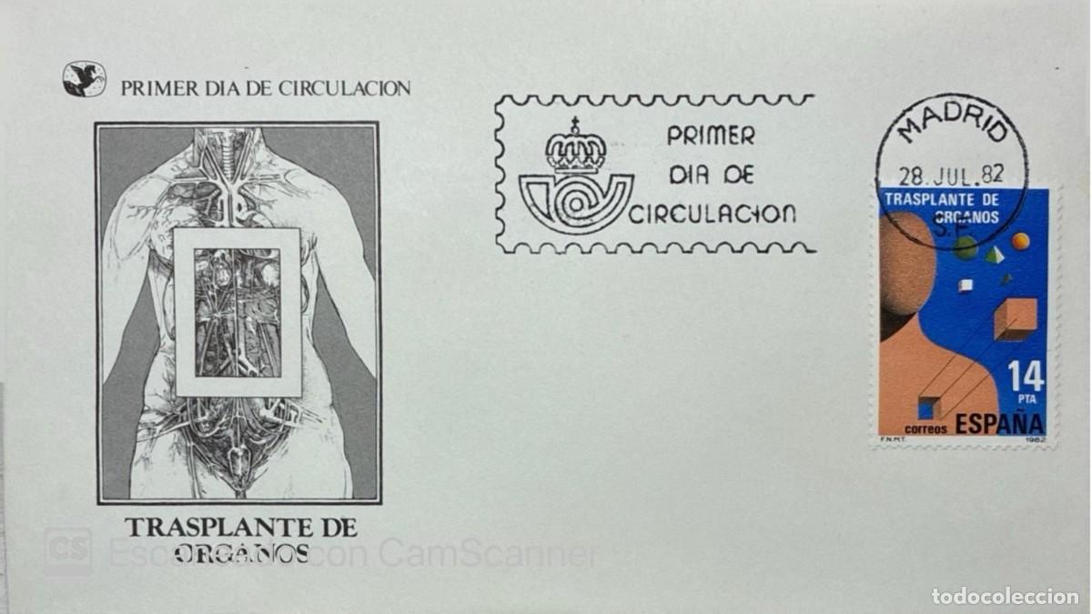 Stamps: KV)1982 SPAIN, FIRST DAY COVER COMMEMORATING ORGAN TRANSPLANTATION CANCELLED IN MADRID, SPAIN STAMP