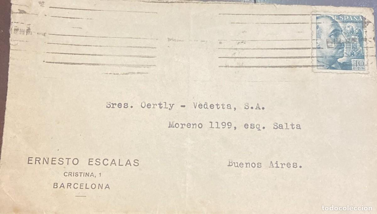 Stamps: O) 1939 circa, SPAIN, GEN,FRANCISCO FRANCO, SCT 681 40c, CIRCULATED COVER TO BUENOS AIRES