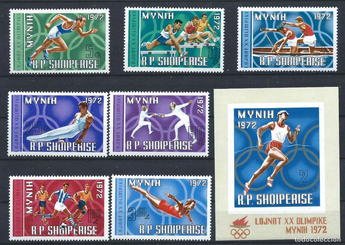 Sellos: Albanie N&deg;1317/23 + Bloc 18** (MNH) 1971 - J.O de Munich