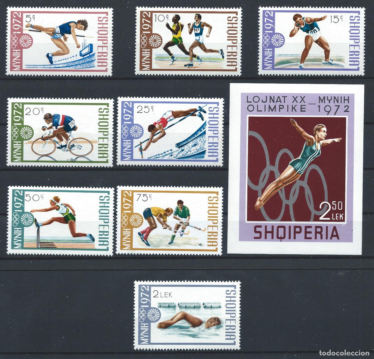 Sellos: Albanie N&deg;1372/79 + Bloc 21** (MNH) 1972 - J.O de Munich