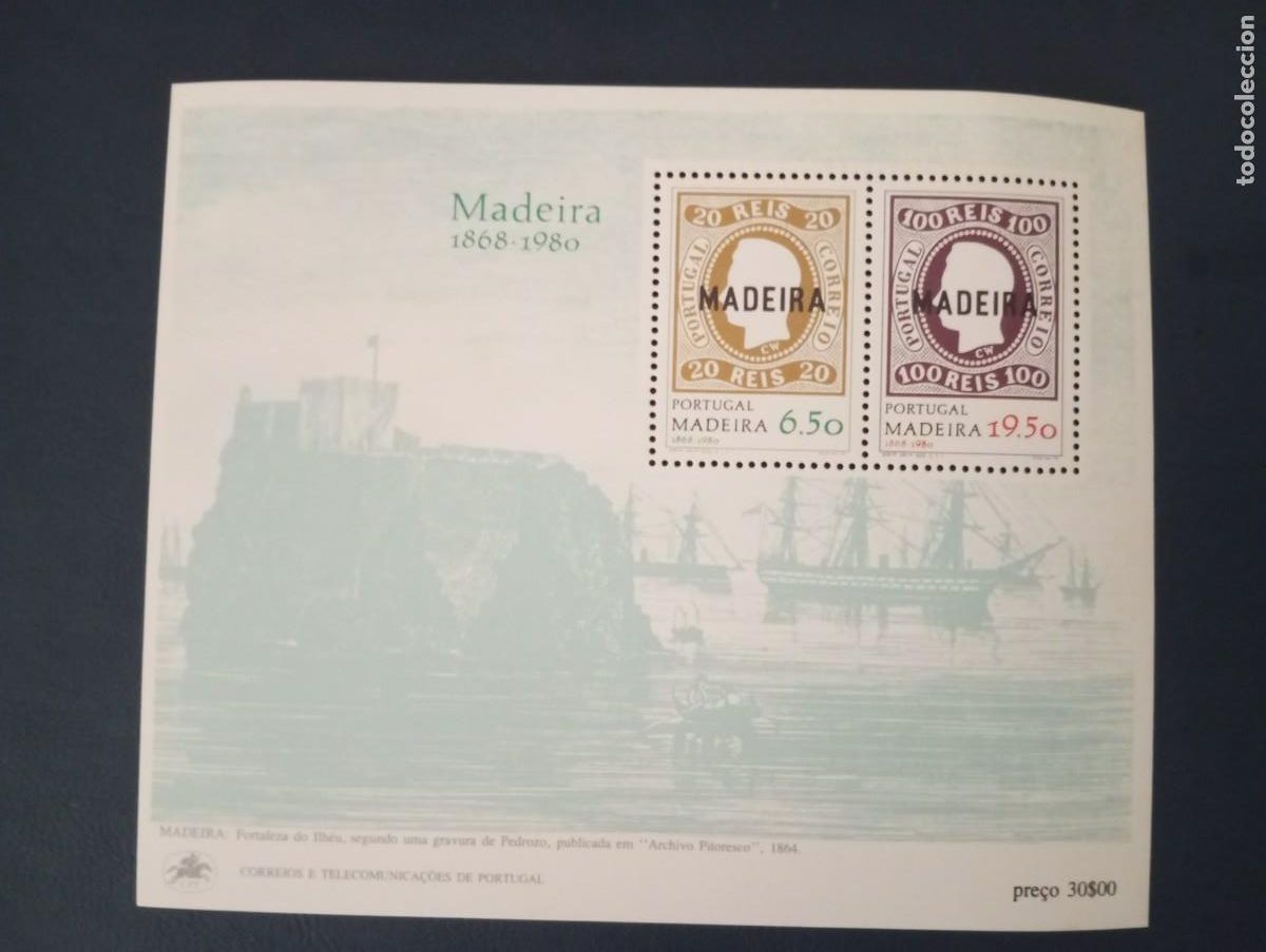 Sellos: MADEIRA ,1980, ANIVERSARIO DEL PRIMER SELLO