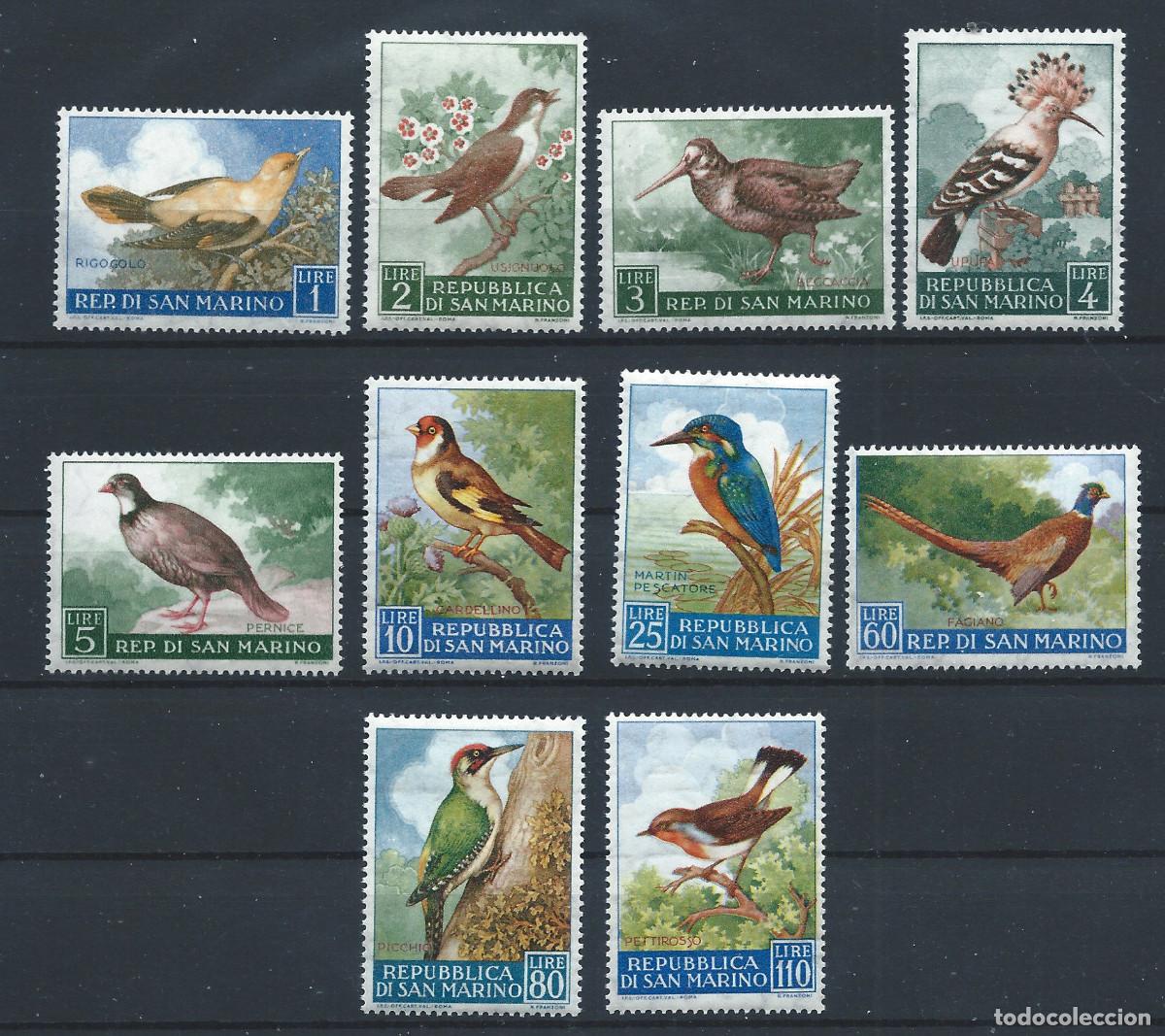 Sellos: Saint Marin N&deg;479/88** (MNH) 1960 - Faune &rdquo;Oiseaux&rdquo;