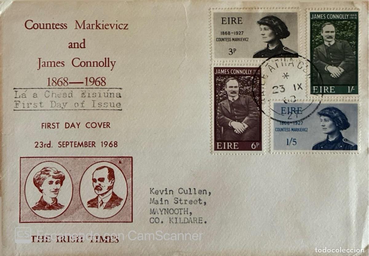 Sellos: KV)1968 IRELAND, FIRST DAY COVER ISSUED IN DUBLIN AND SENT TO MAYNOOTH, COMMEMORATING THE CENTENARY