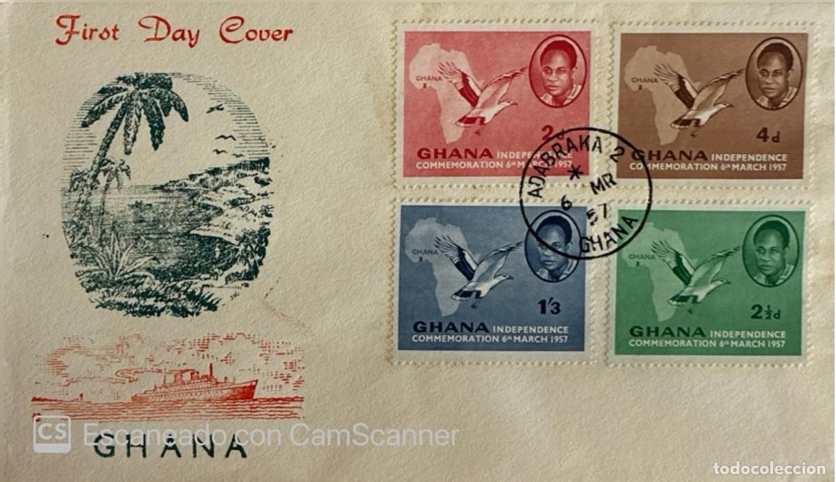 Sellos: KV)1957, GHANA, FIRST DAY COVER COMMEMORATING THE INDEPENDENCE OF GHANA, SENT FROM ACCRA TO AN UNSPE