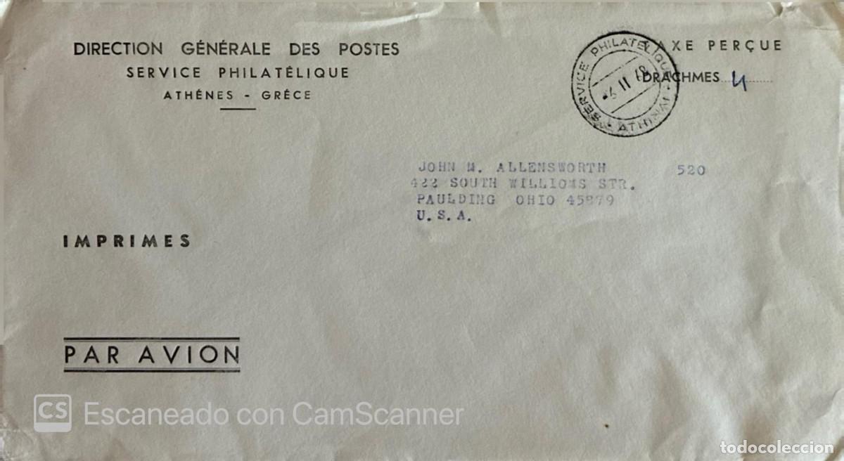 Sellos: KV)GREECE, PHILATELIC COVER FROM THE ATHENS PHILATELIC SERVICE SENT FROM ATHENS, GREECE, TO PAULDING
