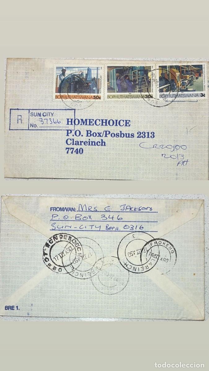 Sellos: KV)1989 BOPHUTHATSWANA, REGISTERED MAIL COVER SENT FROM SUN CITY ON 17 MARCH 1989 TO CLAREINCH 7740