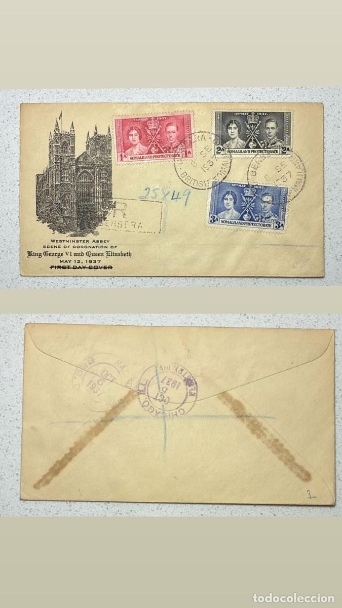 Sellos: KV)1937 BRITISH SOMALILAND PROTECTORATE, FIRST DAY COVER FOR THE CORONATION OF KING GEORGE VI AND QU