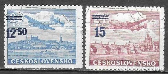 Sellos: SELLOS USADOS DE CHECOSLOVAQUIA 1949, CORREO AEREO YT 33/ 34