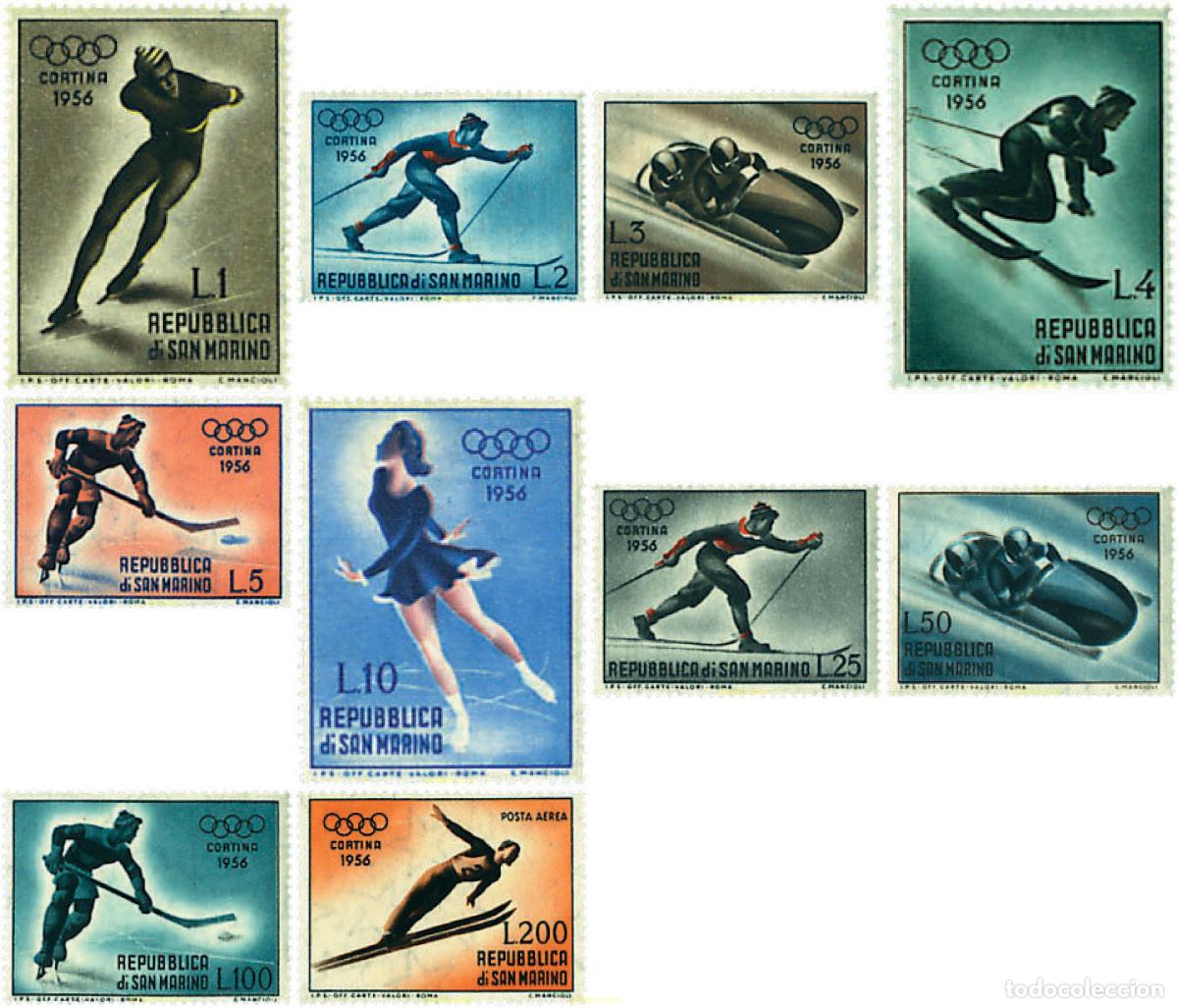 Sellos: 73072 MNH SAN MARINO 1955 7 JUEGOS OLIMPICOS INVIERNO CORTINA D AMPEZZO 1956