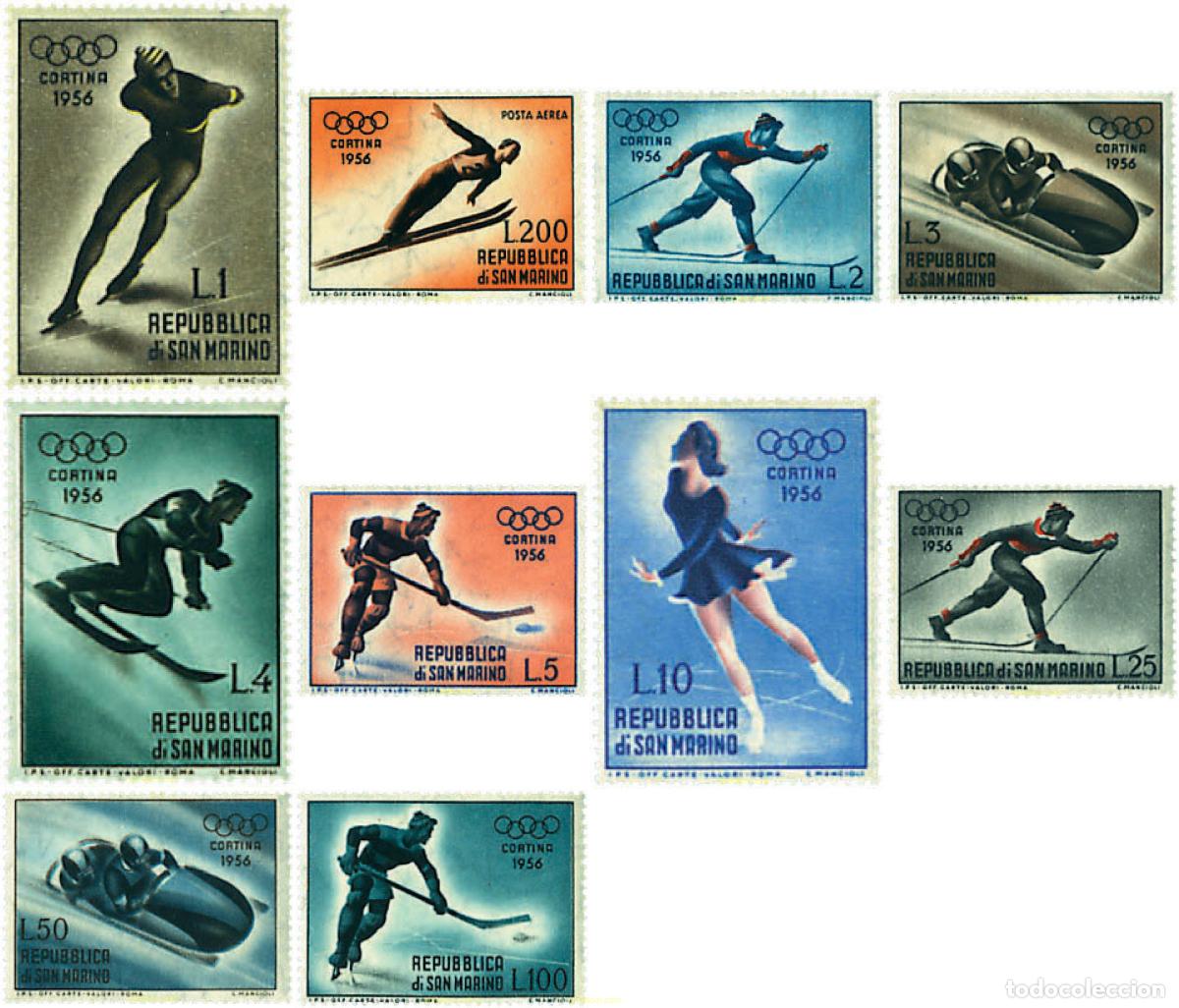Sellos: 238071 HINGED SAN MARINO 1955 7 JUEGOS OLIMPICOS INVIERNO CORTINA D AMPEZZO 1956