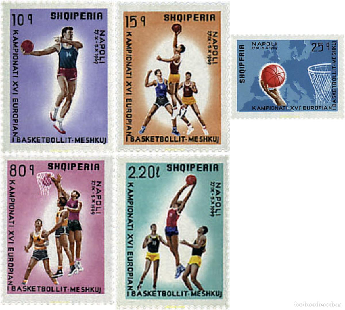 Sellos: 78293 MNH ALBANIA 1969 16 CAMPEONATO EUROPEO DE BALONCESTO EN NAPOLES