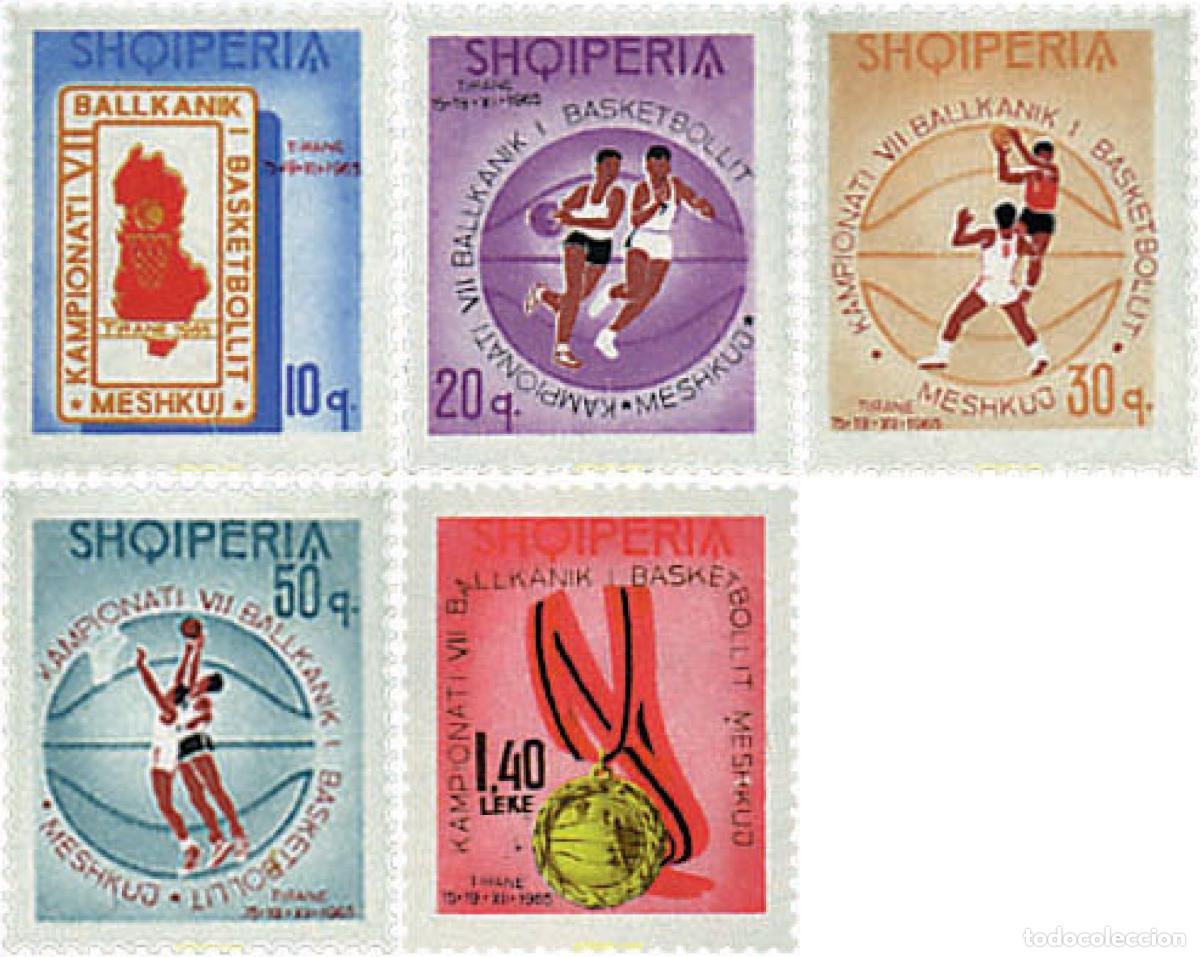 Sellos: 78130 MNH ALBANIA 1965 7 CAMPEONATO BALCANICO DE BALONCESTO