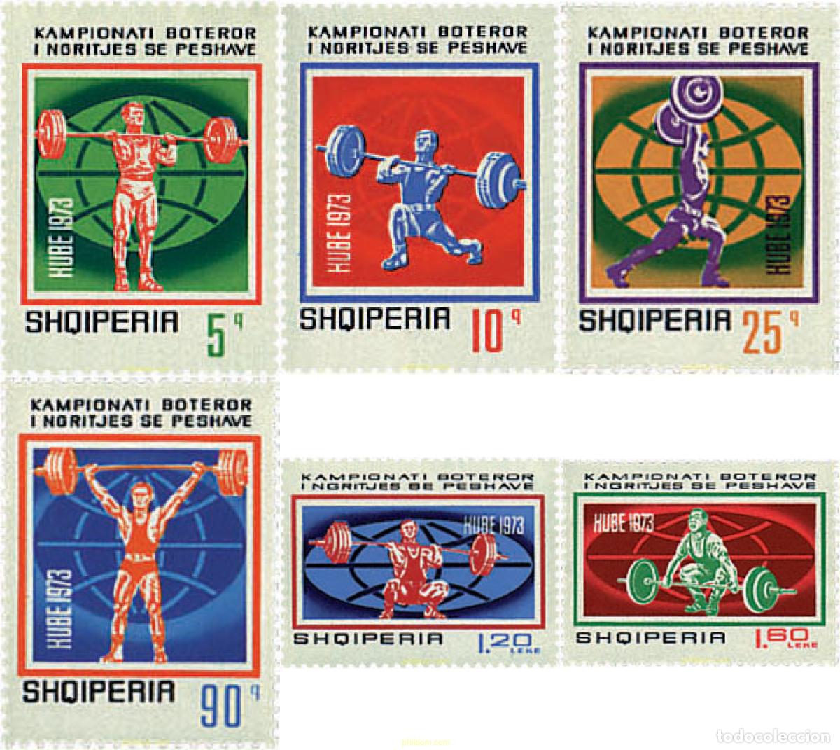 Sellos: 229486 HINGED ALBANIA 1973 CAMPEONATO DE HALTEROFILIA EN CUBA
