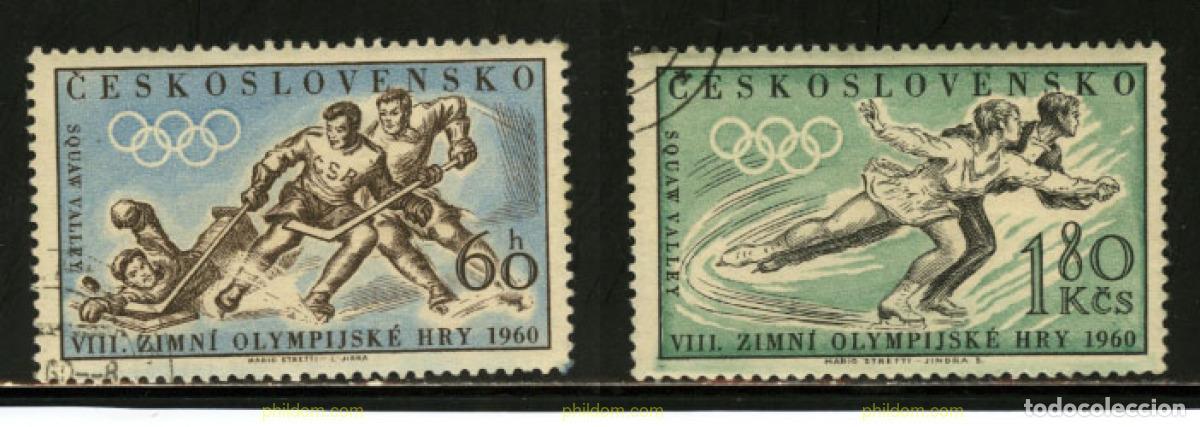 Sellos: 200107 USED CHECOSLOVAQUIA 1960 8 JUEGOS OLIMPICOS INVIERNO SQUAW VALLEY 1960