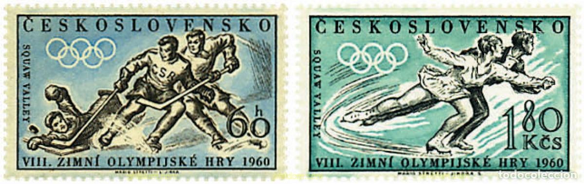 Sellos: 259617 HINGED CHECOSLOVAQUIA 1960 8 JUEGOS OLIMPICOS INVIERNO SQUAW VALLEY 1960