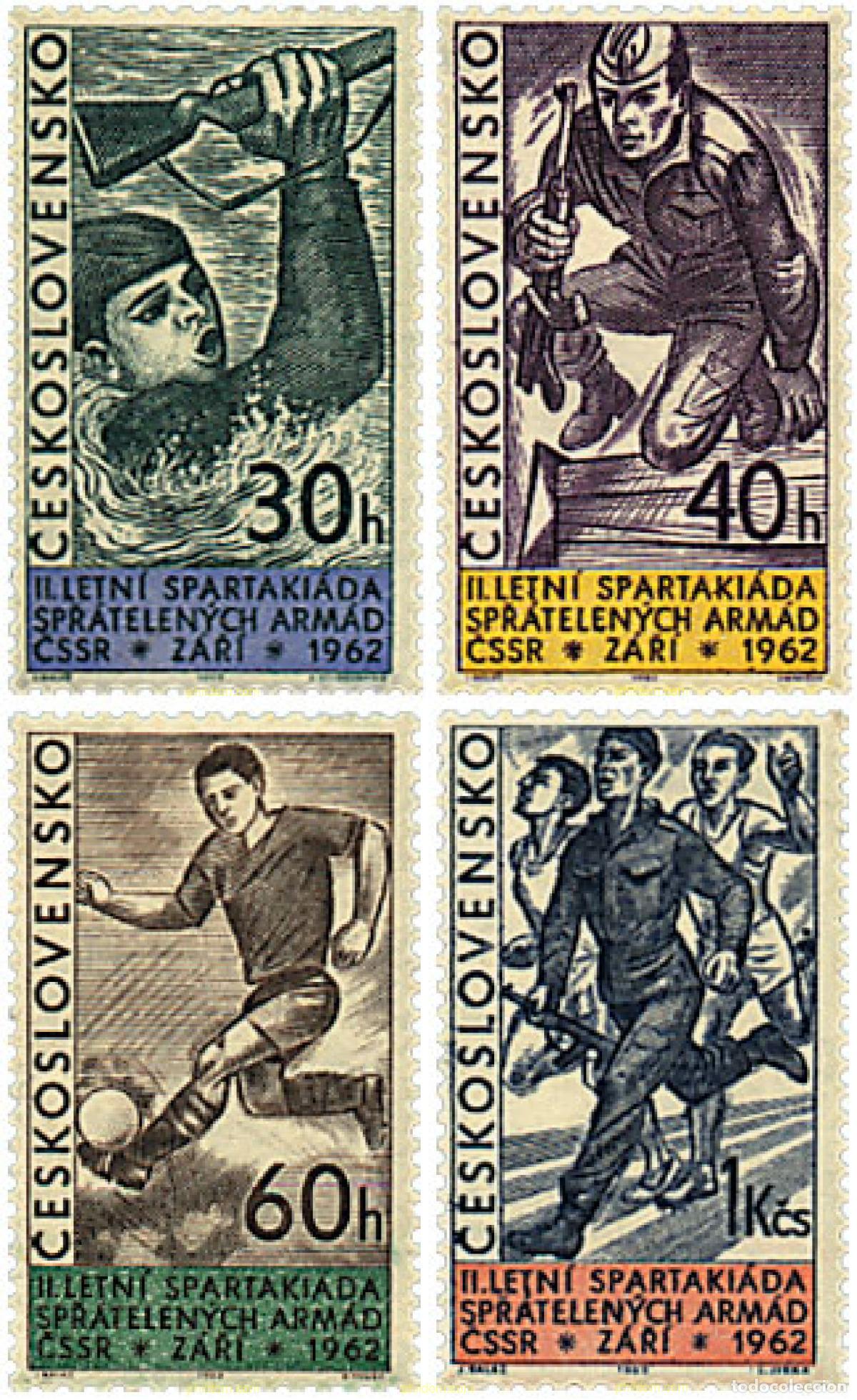Timbres: 63637 MNH CHECOSLOVAQUIA 1962 2 SPARTAKIADAS DE LAS FUERZAS ARMADAS CHECAS.