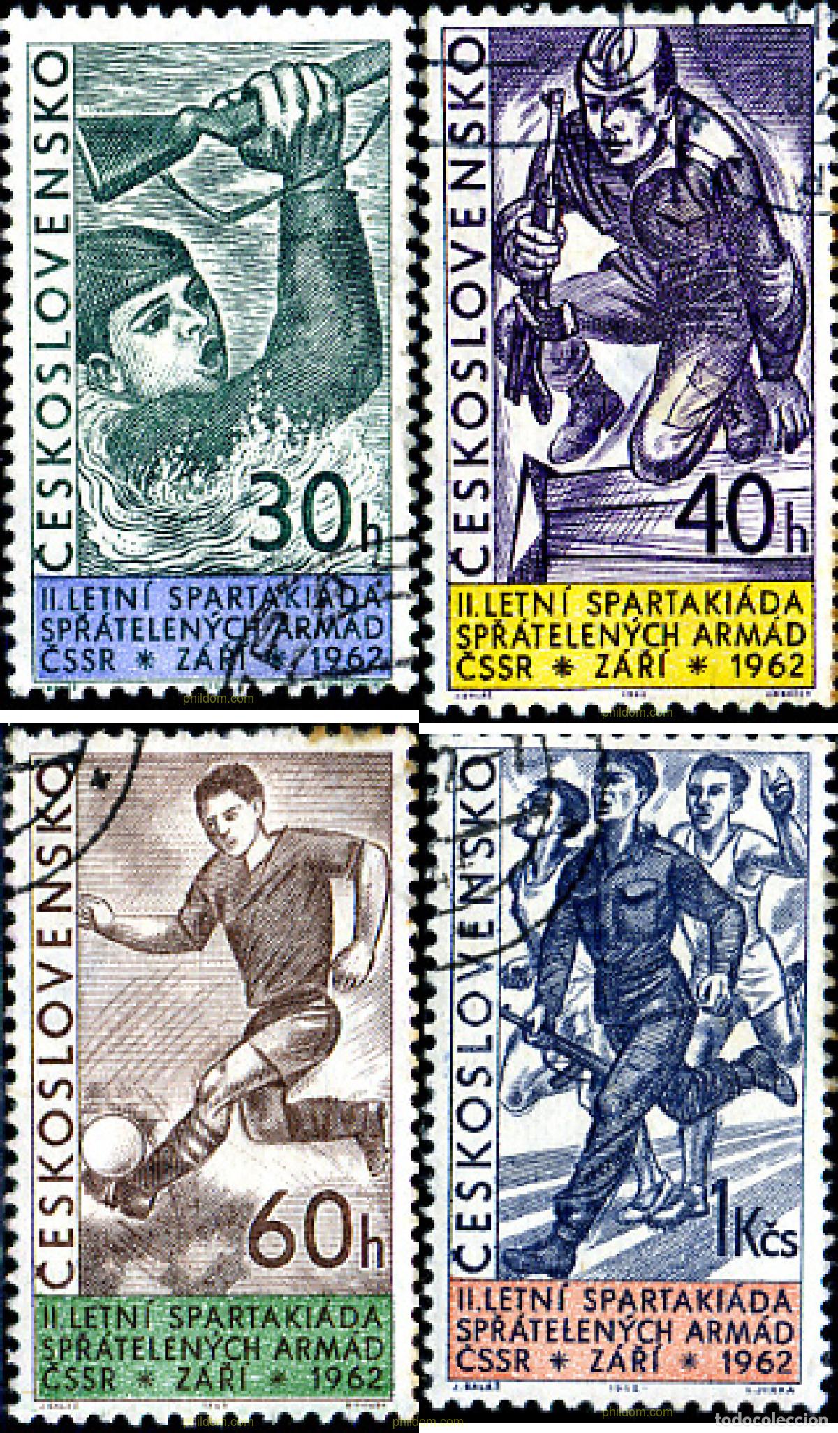 Timbres: 232651 USED CHECOSLOVAQUIA 1962 2 SPARTAKIADAS DE LAS FUERZAS ARMADAS CHECAS.