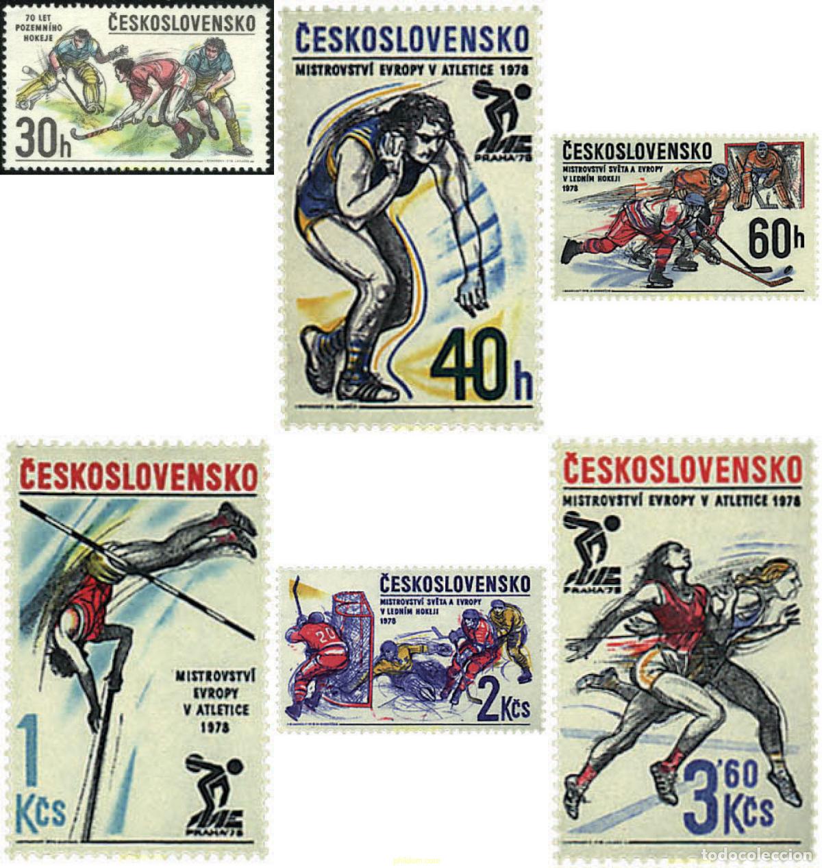 Sellos: 63747 MNH CHECOSLOVAQUIA 1978 CAMPEONATOS DEL MUNDO DE HOCKEY SOBRE HIELO Y CAMPEONATO DE EUROPA DE