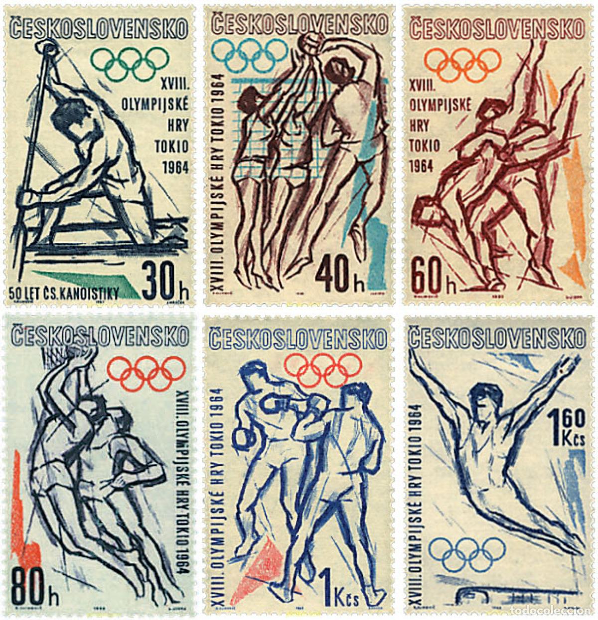 Sellos: 63647 MNH CHECOSLOVAQUIA 1963 18 JUEGOS OLIMPICOS VERANO TOKIO 1964
