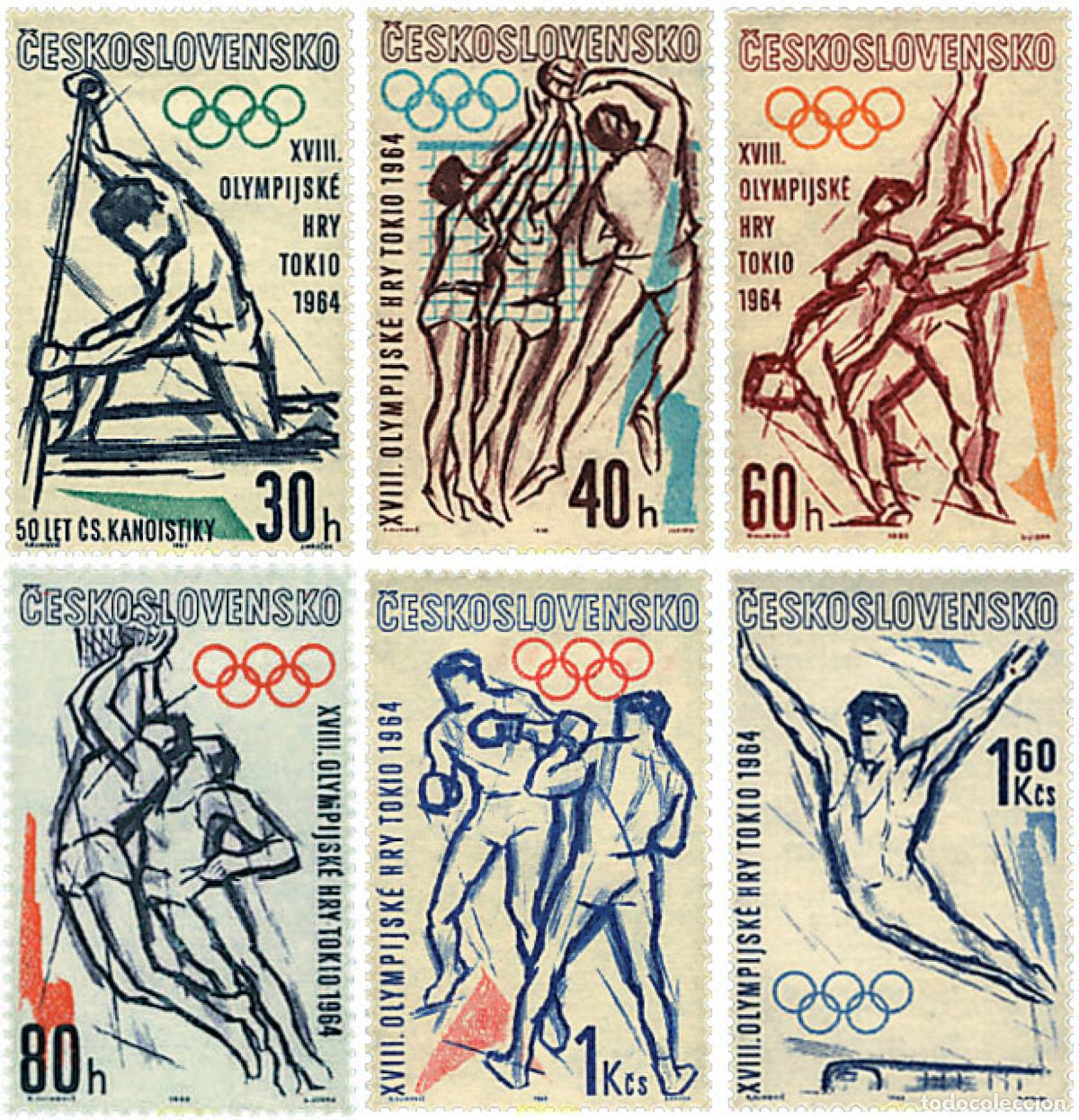 Sellos: 200212 HINGED CHECOSLOVAQUIA 1963 18 JUEGOS OLIMPICOS VERANO TOKIO 1964