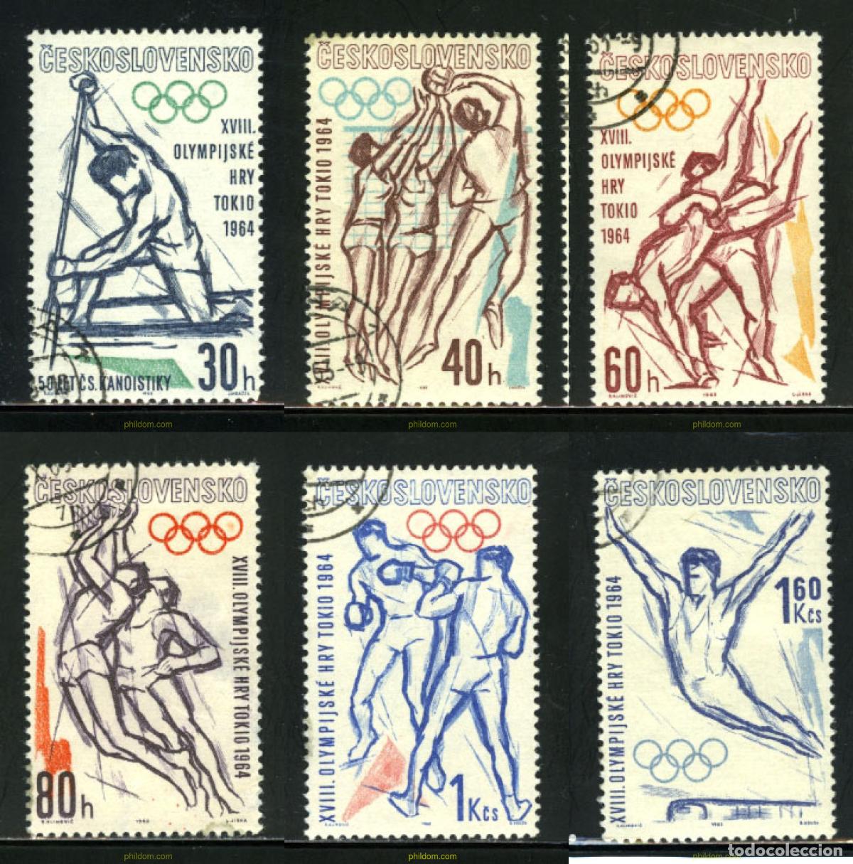 Sellos: 232193 USED CHECOSLOVAQUIA 1963 18 JUEGOS OLIMPICOS VERANO TOKIO 1964
