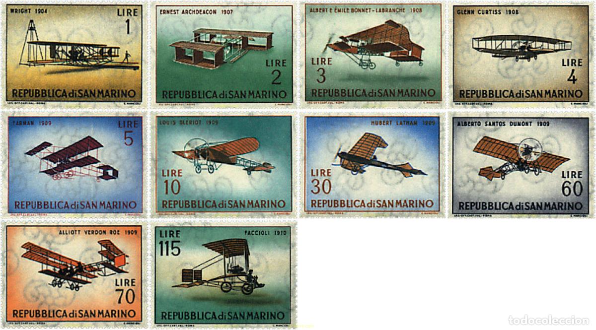 Sellos: 70043 MNH SAN MARINO 1962 AVIACION PIONERA.
