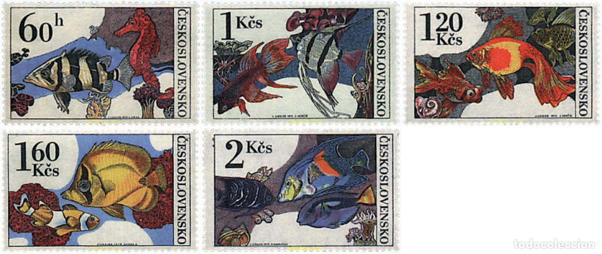 Sellos: 63734 MNH CHECOSLOVAQUIA 1975 PECES DE ACUARIO