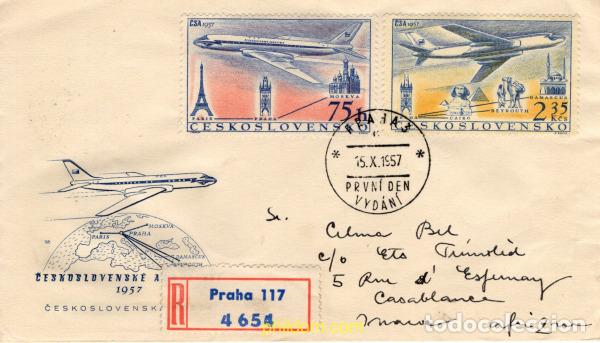 Sellos: 789530 MNH CHECOSLOVAQUIA 1957 NUEVAS LINEAS AEREAS