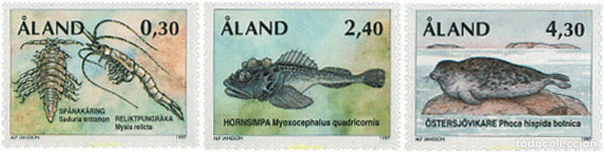 Sellos: 92648 MNH ALAND 1997 ANIMALES VESTIGIO DEL PERIODO GLACIAL