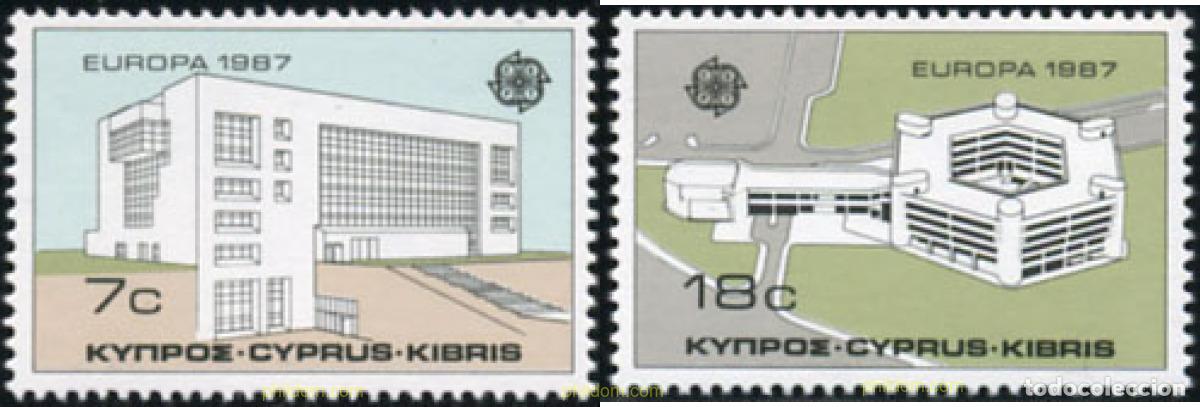 Sellos: 62654 MNH CHIPRE 1987 EUROPA CEPT. ARQUITECTURA MODERNA