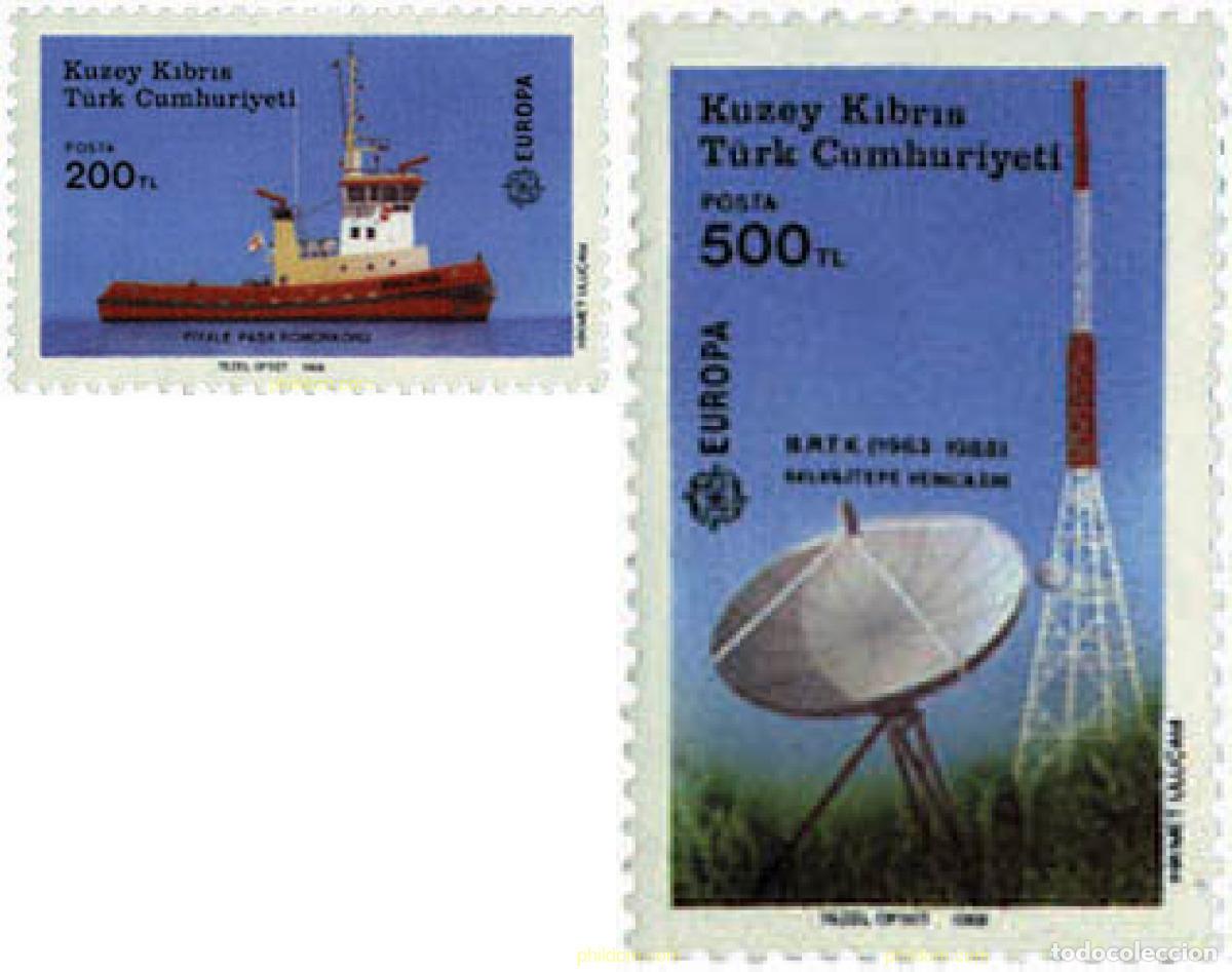 Sellos: 77246 MNH CHIPRE. Administraci&oacute;n turca 1988 EUROPA CEPT. TRANSPORTE Y MEDIOS DE COMUNICACION