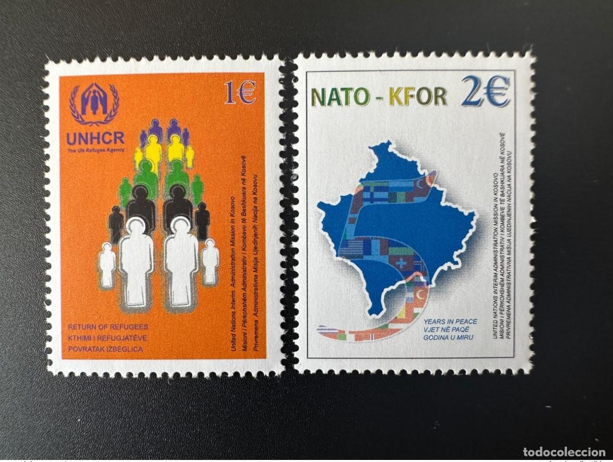 Sellos: Kosovo 18 y 19 de mayo 2004 Naciones Unidas OTAN KFOR ACNUR Refugiados