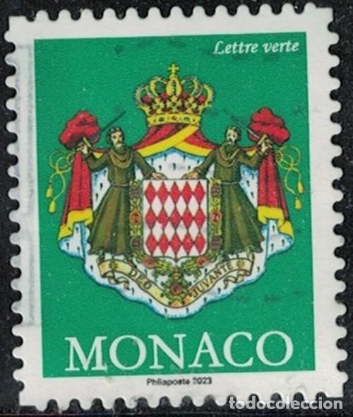 Sellos: Monaco 2023 Oblit&eacute;r&eacute; Used Coat of Armes Blason Lettre Verte Y&T MC 3364 SU
