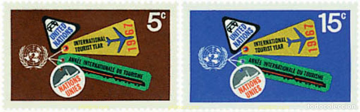 Sellos: 56243 MNH NACIONES UNIDAS. Nueva York 1967 A&Ntilde;O INTERNACIONAL DEL TURISMO