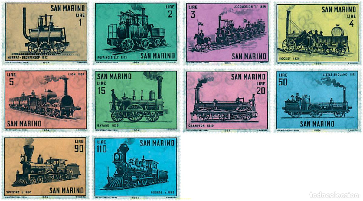 Sellos: 57854 MNH SAN MARINO 1964 HISTORIA DE LAS LOCOMOTORAS