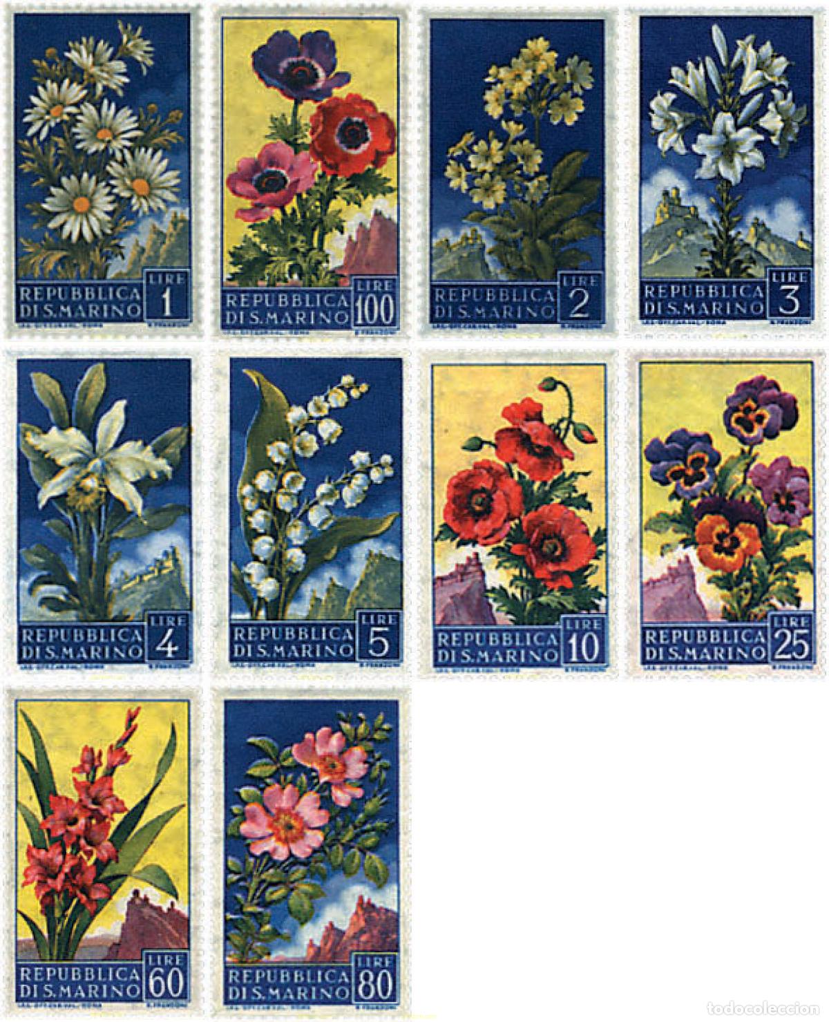Sellos: 266979 HINGED SAN MARINO 1957 FLORES