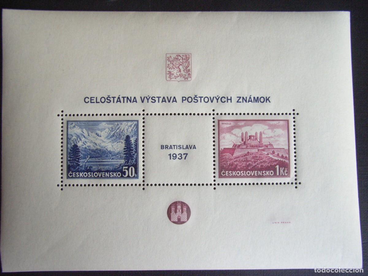 Sellos: CHECOSLOVAQUIA N&ordm; YVERT HB 3** A&Ntilde;O 1937. EXPOSICION FILATELICA DE BRATISLAVA. CON CHARNELA